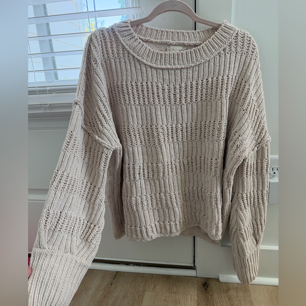 Altar'd State Cream Chunky-Knit Crewneck Sweater